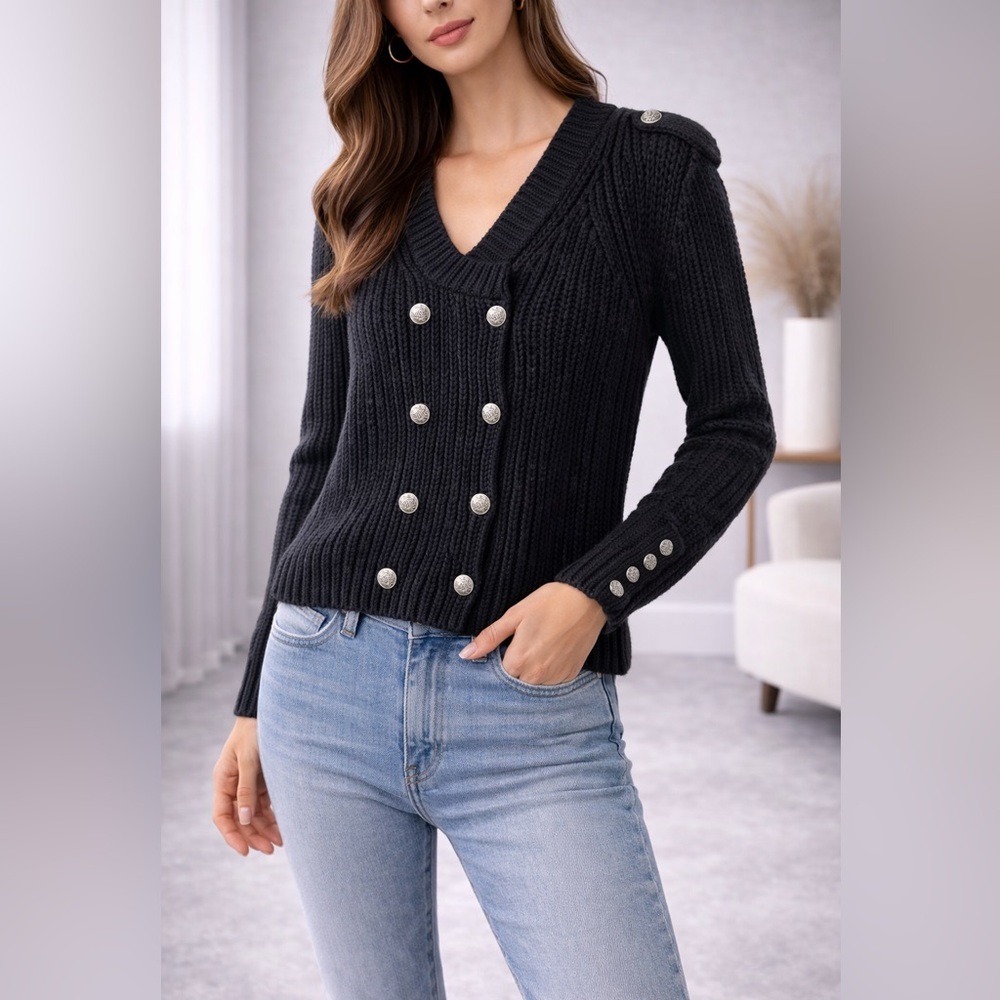 Comptoir Des Cotonniers Black V-Neck Sweater